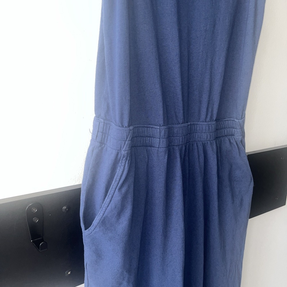 Pact Organic Blue Wide Leg Romper, Jumper. Jumpsuit. Medium - Picture 4 of 7